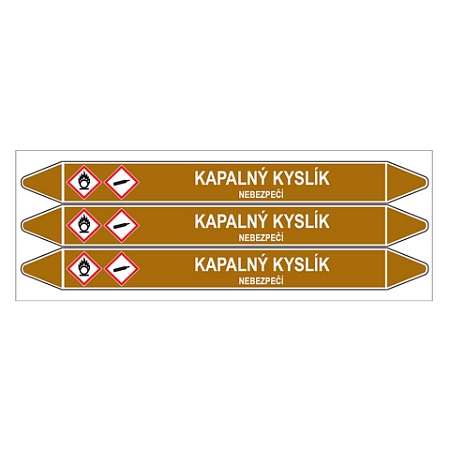 Značení potrubí, kapalný kyslík,3 ks, 355 × 37 mm